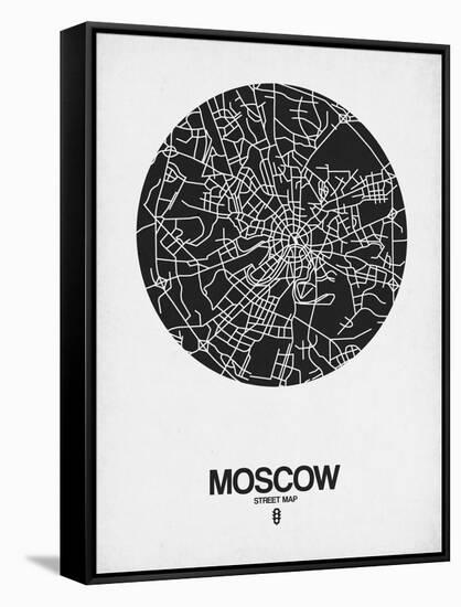 Moscow Street Map Black on White-NaxArt-Framed Stretched Canvas