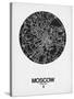 Moscow Street Map Black on White-NaxArt-Stretched Canvas