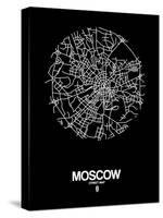 Moscow Street Map Black-NaxArt-Stretched Canvas