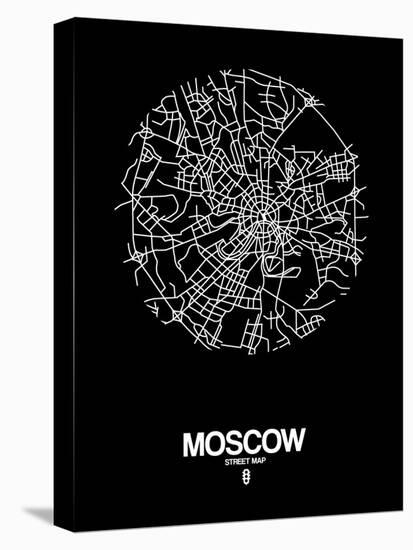 Moscow Street Map Black-NaxArt-Stretched Canvas