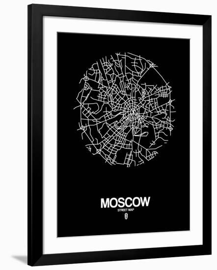 Moscow Street Map Black-NaxArt-Framed Art Print