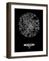 Moscow Street Map Black-NaxArt-Framed Art Print