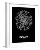 Moscow Street Map Black-NaxArt-Framed Art Print