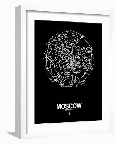 Moscow Street Map Black-NaxArt-Framed Art Print