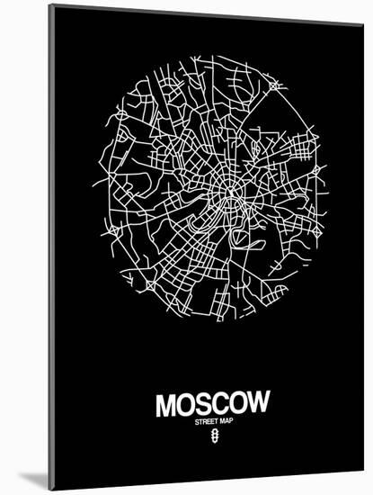Moscow Street Map Black-NaxArt-Mounted Art Print