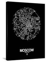 Moscow Street Map Black-NaxArt-Stretched Canvas