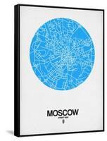 Moscow Street Map Blue-NaxArt-Framed Stretched Canvas