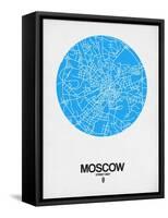 Moscow Street Map Blue-NaxArt-Framed Stretched Canvas