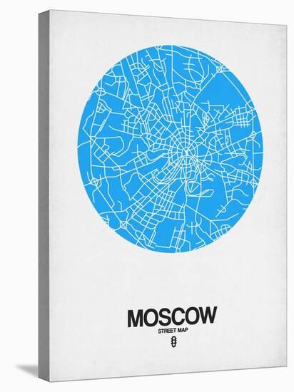 Moscow Street Map Blue-NaxArt-Stretched Canvas