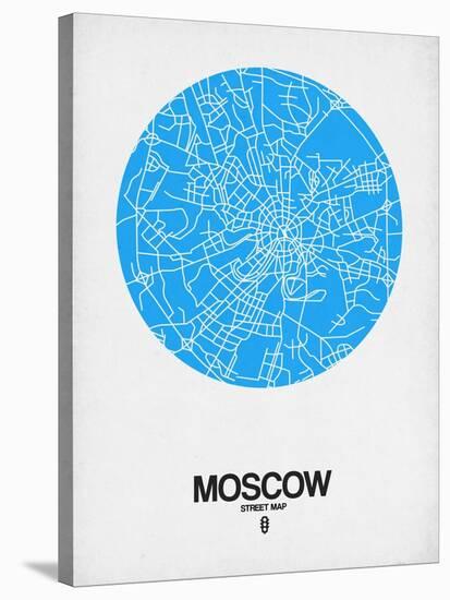 Moscow Street Map Blue-NaxArt-Stretched Canvas