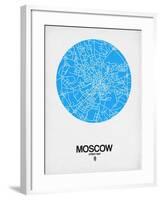 Moscow Street Map Blue-NaxArt-Framed Art Print