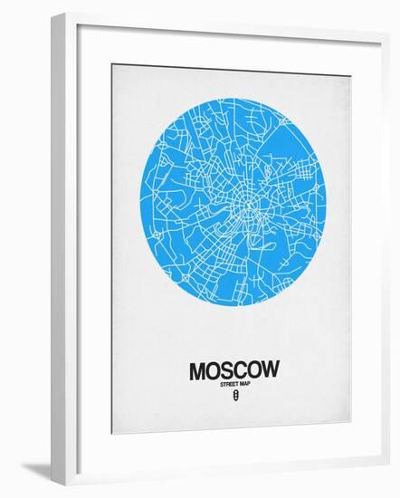 Moscow Street Map Blue-NaxArt-Framed Art Print