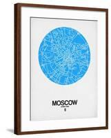 Moscow Street Map Blue-NaxArt-Framed Art Print