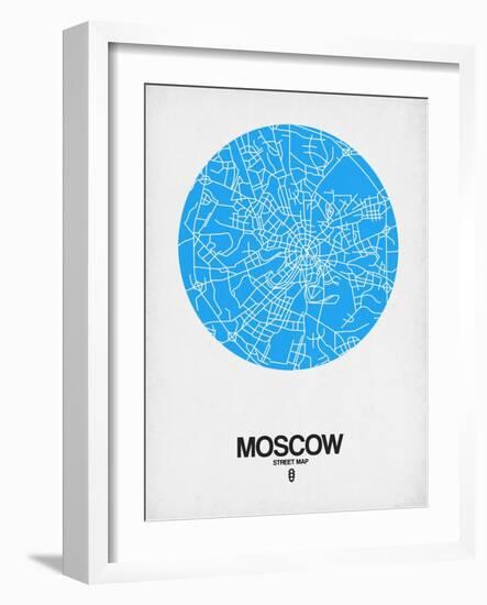 Moscow Street Map Blue-NaxArt-Framed Art Print