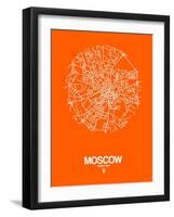 Moscow Street Map Orange-NaxArt-Framed Art Print