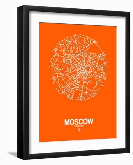 Moscow Street Map Orange-NaxArt-Framed Art Print