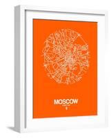 Moscow Street Map Orange-NaxArt-Framed Art Print