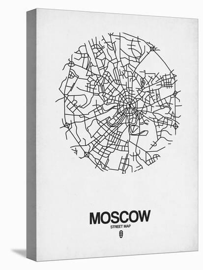 Moscow Street Map White-NaxArt-Stretched Canvas