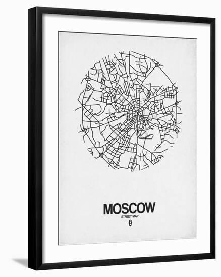 Moscow Street Map White-NaxArt-Framed Art Print