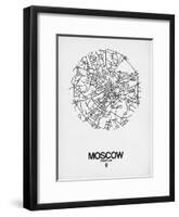 Moscow Street Map White-NaxArt-Framed Art Print