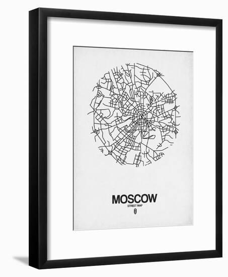 Moscow Street Map White-NaxArt-Framed Art Print