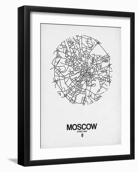 Moscow Street Map White-NaxArt-Framed Art Print
