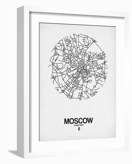 Moscow Street Map White-NaxArt-Framed Art Print