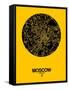 Moscow Street Map Yellow-NaxArt-Framed Stretched Canvas