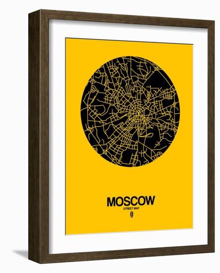 Moscow Street Map Yellow-NaxArt-Framed Art Print