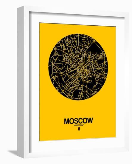 Moscow Street Map Yellow-NaxArt-Framed Art Print