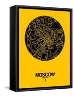 Moscow Street Map Yellow-NaxArt-Framed Stretched Canvas