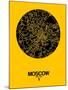 Moscow Street Map Yellow-NaxArt-Mounted Art Print