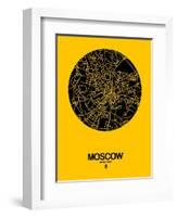 Moscow Street Map Yellow-NaxArt-Framed Art Print