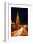 Moscow, Traffic on the Moscow Shore, Kremlin by Night-Catharina Lux-Framed Photographic Print