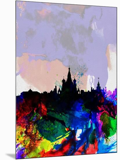 Moscow Watercolor Skyline-NaxArt-Mounted Art Print