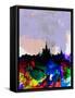 Moscow Watercolor Skyline-NaxArt-Framed Stretched Canvas