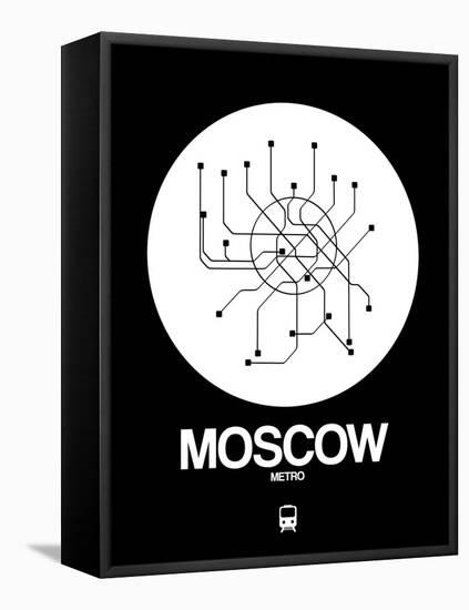Moscow White Subway Map-NaxArt-Framed Stretched Canvas