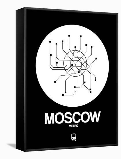 Moscow White Subway Map-NaxArt-Framed Stretched Canvas