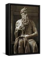 Moses. 1513-1515. Statue by Michelangelo (1475-1564). Marble-null-Framed Stretched Canvas