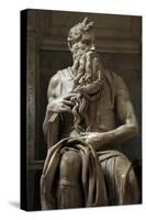 Moses. 1513-1515. Statue by Michelangelo (1475-1564). Marble-null-Stretched Canvas