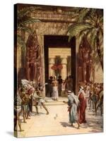 Moses and Aaron before Pharaoh - Bible-William Brassey Hole-Stretched Canvas