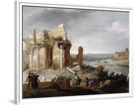 Moses and Aaron Changing the Rivers of Egypt to Blood-Bartholomeus Breenbergh-Framed Art Print