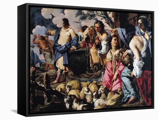 Moses and Jethro's Daughters-Sigismondo Coccapani-Framed Stretched Canvas