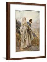 Moses and Joshua Descend from Mount Sinai-null-Framed Art Print