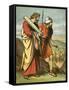 Moses and Joshua Seeing the Golden Calf-English School-Framed Stretched Canvas