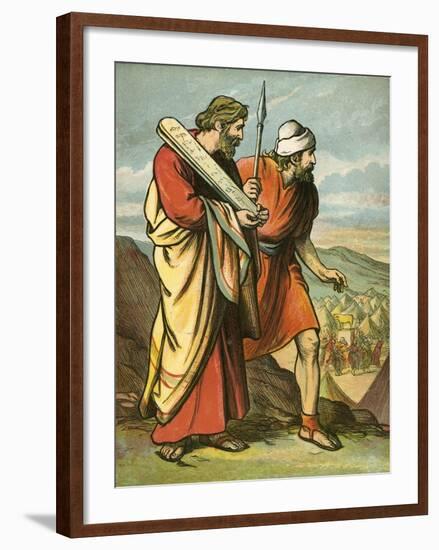 Moses and Joshua Seeing the Golden Calf-English School-Framed Giclee Print