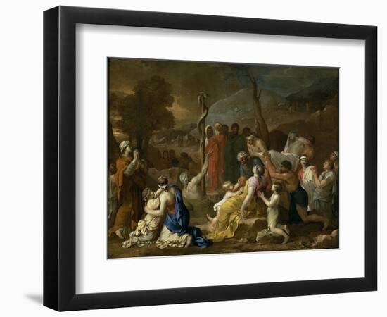 Moses and the Brazen Serpent, 1653-1654-Sébastien Bourdon-Framed Giclee Print