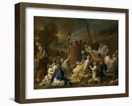 Moses and the Brazen Serpent, 1653-1654-Sébastien Bourdon-Framed Giclee Print