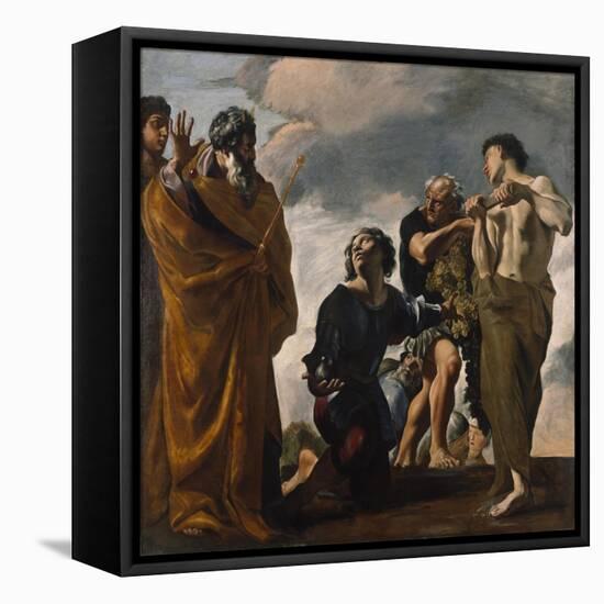 Moses and the Messengers from Canaan, 1621-24-Giovanni Lanfranco-Framed Stretched Canvas