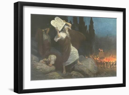 Moses Breaking Tablets-null-Framed Art Print